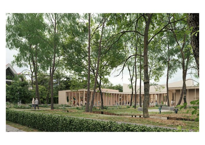 Het nieuwe ontmoetingscentrum dat opgetrokken zal worden op de plek van Zaal Zonneheem