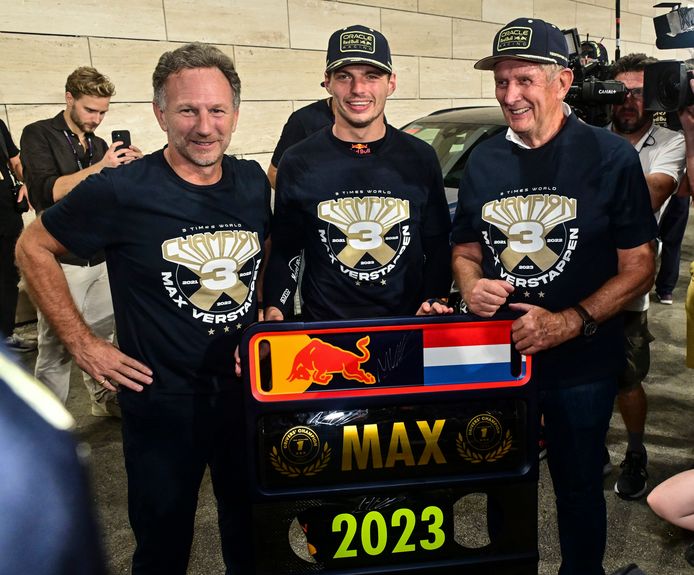 Horner, Verstappen en Marko.