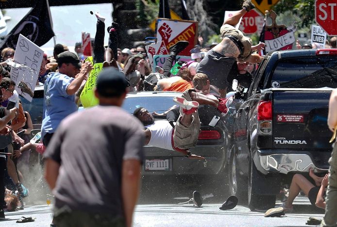 Beelden van de aanslag in Charlottesville in 2017.