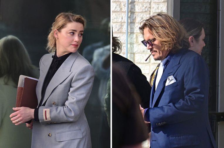 Amber Heard en Johnny Depp tijdens het proces Beeld Photonews