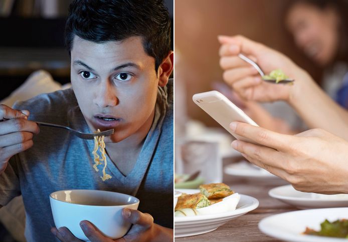 Eten voor de tv of terwijl je smartphone vasthebt, blijkt niet zo gezond te zijn.
