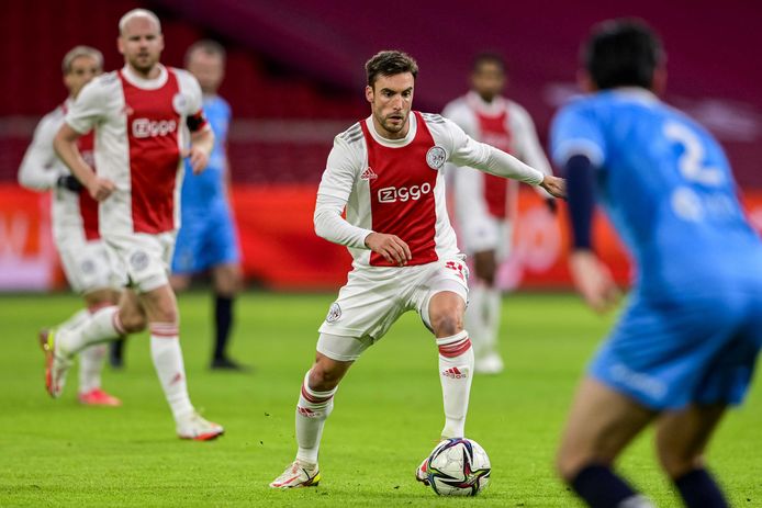 Nicolas Tagliafico in actie voor Ajax in de bekerwedstrijd tegen Excelsior Maassluis.