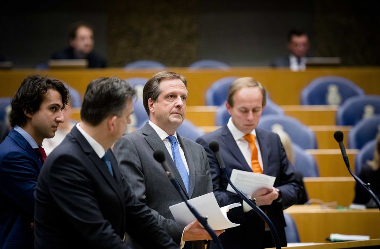 Klaver, Roemer, Pechtold en Van der Staaij tijdens het debat. Beeld anp