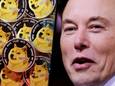 Elon Musk en het dogecoin-logo.