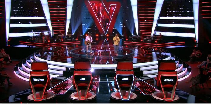 Effrens en Hessel du Mark tijdens de Blind Auditions in The Voice.
