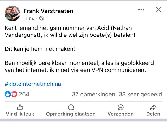 Frank Verstraeten over Acid op Facebook.