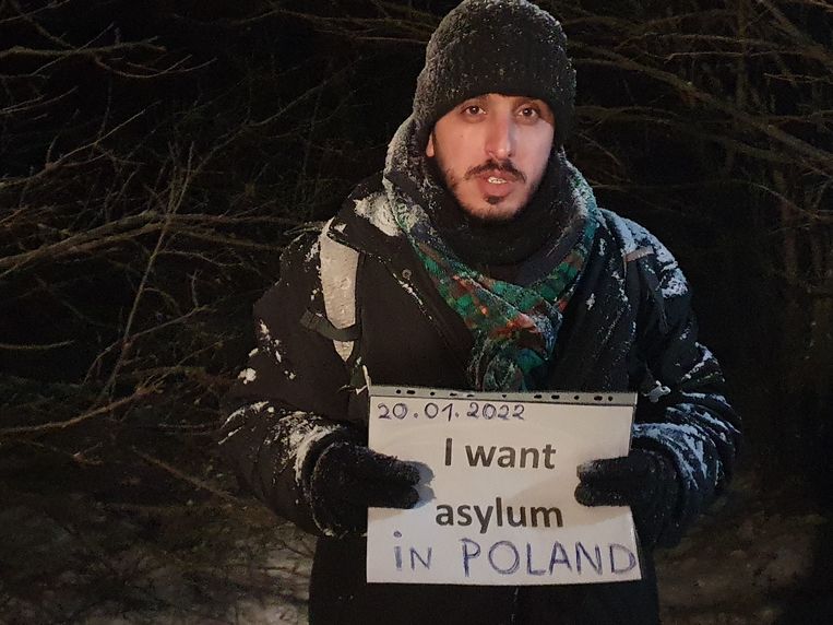 Mussa Sahir, migrant uit Syrië, vraagt asiel aan in Polen.
 Beeld Ekke Overbeek