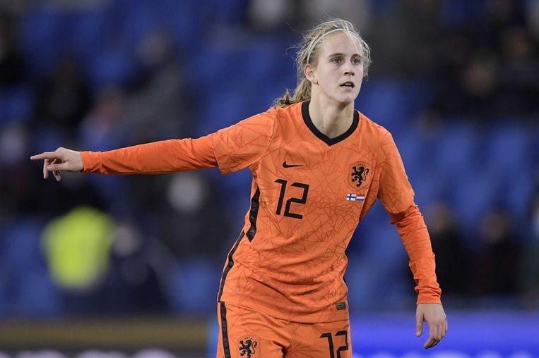 Katja Snoeijs, maakster van twee doelpunten in het duel met Finland. Beeld ANP