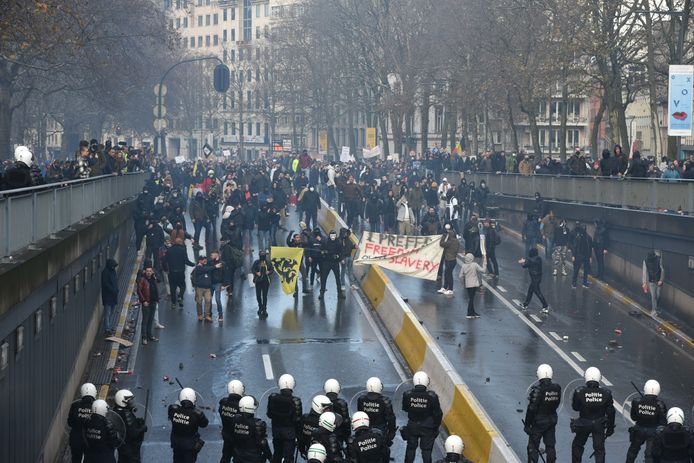 Manifestation contre les mesures sanitaires à Bruxelles.