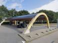 Het oplaadstation voor elektrische voertuigen op parkeerplaats Geulenkamp, aan de A18 tussen Didam en Wehl.