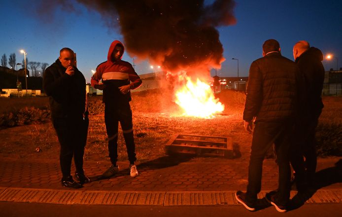 Blokkades in Boulogne-sur-Mer gisteravond.