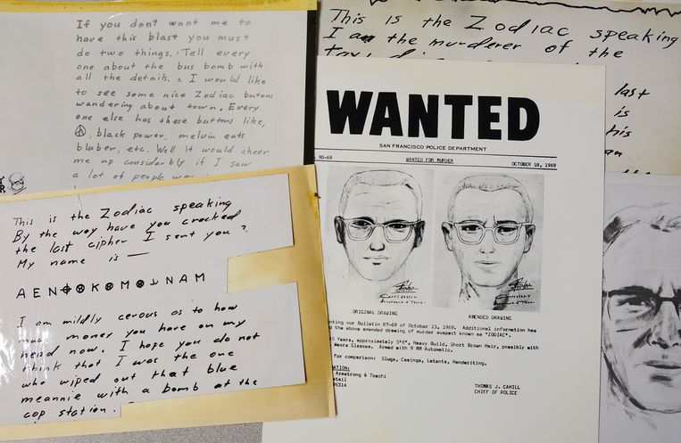 De ‘Zodiac Killer’ stuurde brieven naar de krant de 'San Francisco Chronicle'. De code werd gekraakt door een team specialisten, onder wie een Belg. Beeld AP