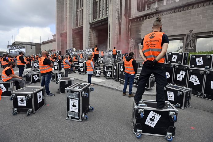 Archiefbeeld van een protestactie van de eventsector in Brussel.