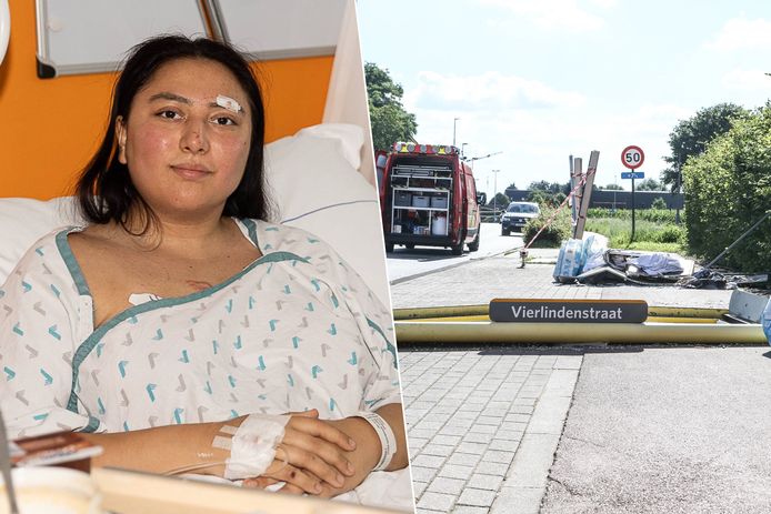 Sadaf Sadat (24), slachtoffer van het ongeval aan een bushokje in Wielsbeke, doet haar verhaal vanop haar ziektebed in het ziekenhuis.