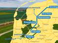 De Lelylijn van Lelystad via Emmeloord, Heerenveen en Drachten naar Groningen.