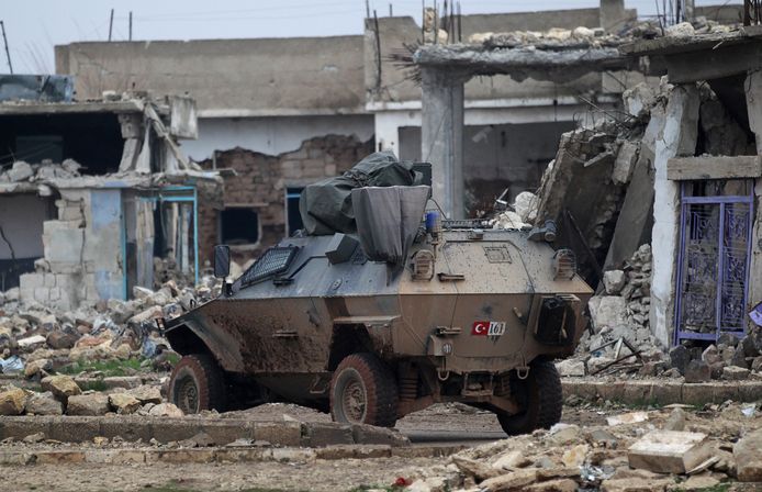 Een Turks legervoertuig in al-Rai in Syrië. Archieffoto.