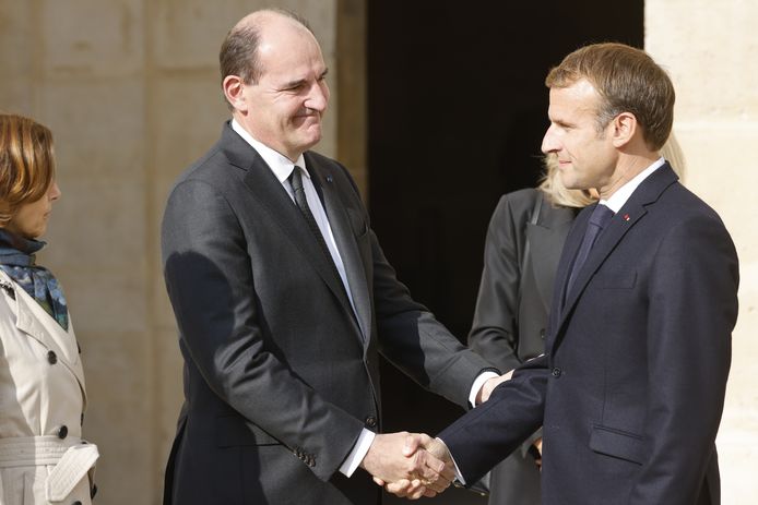 Eerste minister Jean Castex met president Emmanuel Macron.