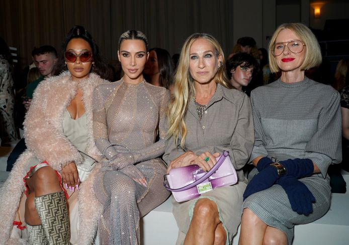 LaLa Anthony, Kim Kardashian, Sarah Jessica Parker, and Naomi Watts op de Fendi Birthday Bash afgelopen weekend.