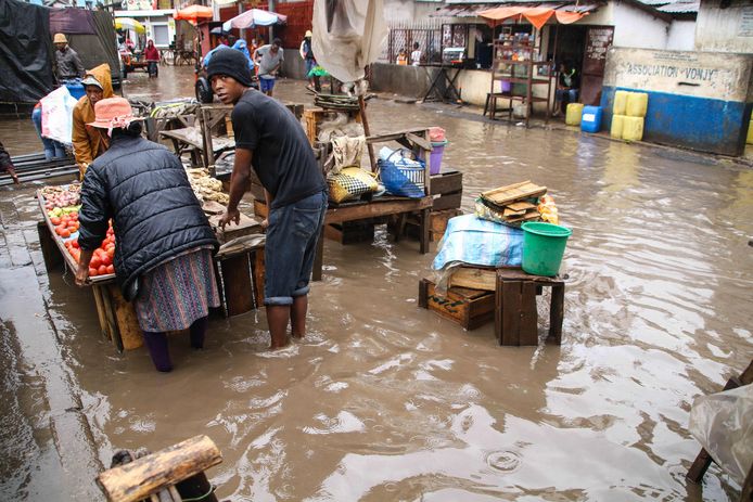 Zeker 21 mensen kwamen om het leven door de hevige regenbuien op Madagaskar.