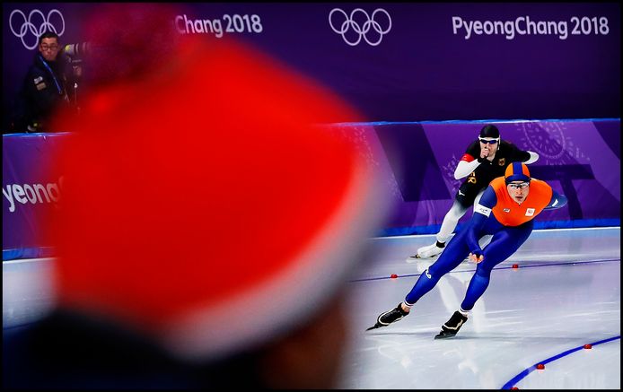 Sven Kramer met de focus op goud tijdens zijn 5000 meter.