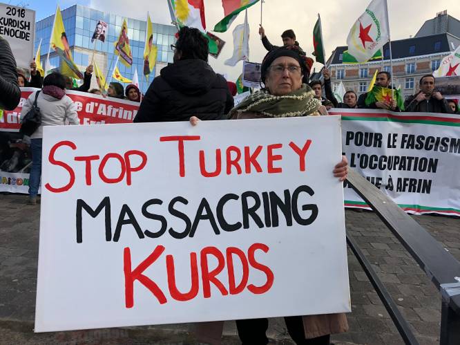 EU "bijzonder ongerust" over Turks offensief in Koerdische enclave, Koerden komen op straat in Brussel