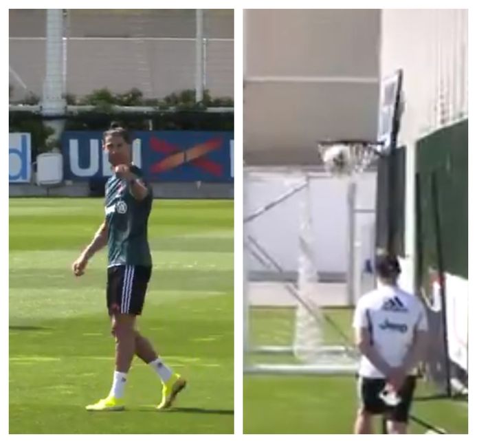 Ronaldo amuseert zich op training