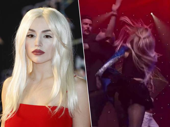 KIJK. Nadat Bebe Rexha telefoon tegen haar gezicht kreeg: popster Ava Max geslagen tijdens optreden