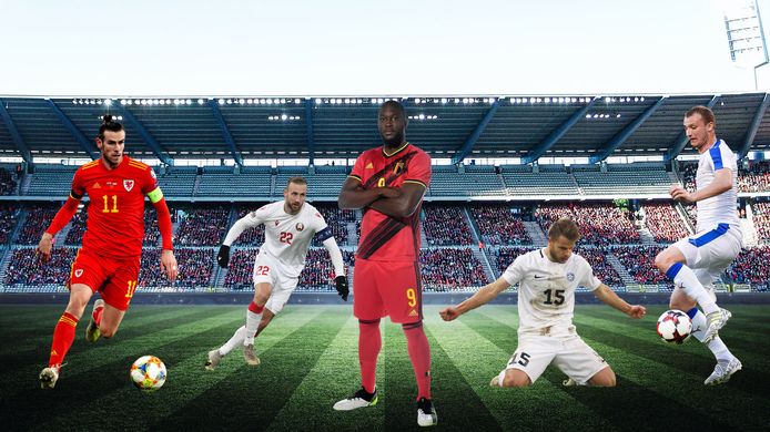 Gareth Bale, Igor Stasevich, Romelu Lukaku, Rauno Sappinen en Michael Krmencik nemen het in de WK-voorronde tegen elkaar op.