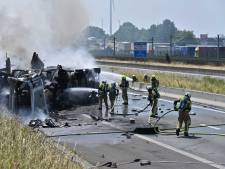 Grote brand na botsing tussen twee tankwagens op de A16: snelweg afgesloten