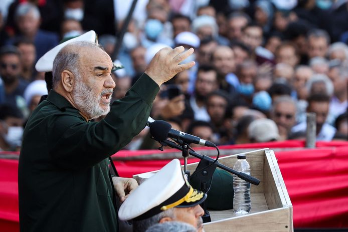 Generaal Hossein Salami, hoofd van de Iraanse Revolutionaire Garde.