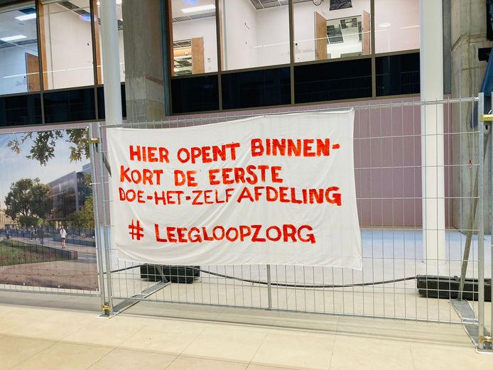 Spandoeken in het Radboudumc: vorig jaar werd er actie gevoerd voor een betere cao.