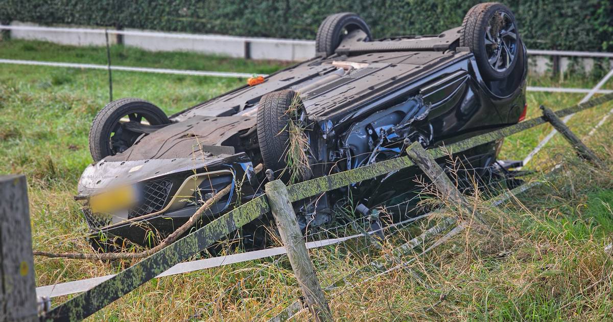 Auto slaat over de kop door botsing met bezorgbusje bij Dedemsvaart: bestuurder raakt gewond