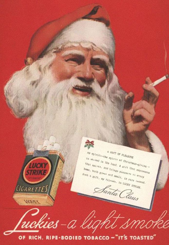 De Kerstman prijs sigaretten aan.
