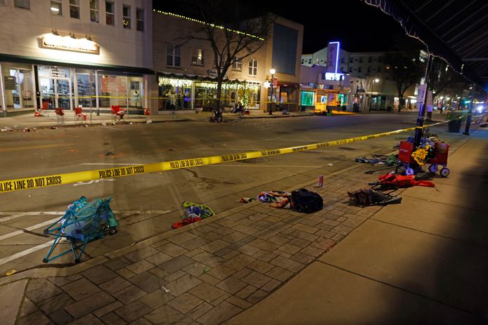 The streets where the Christmas parade took place were covered with police tape.