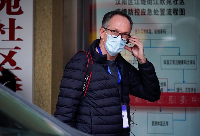 Peter Ben Embarek, hoofd van het WHO-team dat de herkomst van het nieuwe coronavirus moet onderzoeken, in februari in de Chinese stad Wuhan.