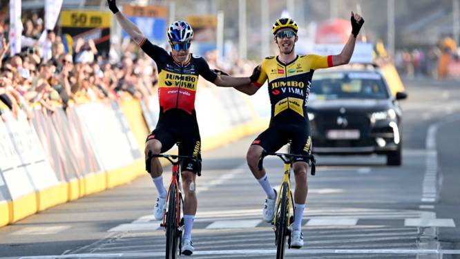 Jumbo-Visma heerst in Harelbeke: Van Aert wint na koppeltijdrit met ploegmaat Laporte