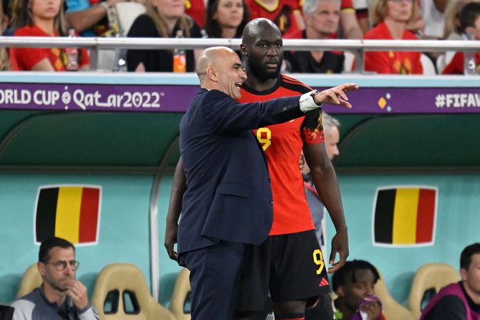 Roberto Martinez et Romelu Lukaku lors de Belgique-Maroc.