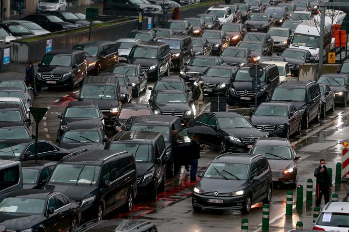 Manifestation des chauffeurs LVC à Bruxelles en mars 2021.