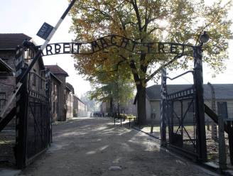 Naakte betogers slachten schaap aan toegangspoort Auschwitz