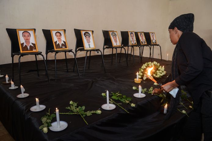 De herdenkingsplechtigheid voor de zeven bemanningsleden van Ethiopian Airline.