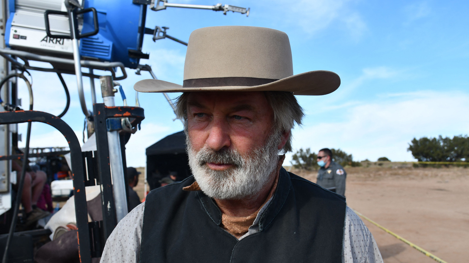 Alec Baldwin sur le lieu de tournage du film "Rust."