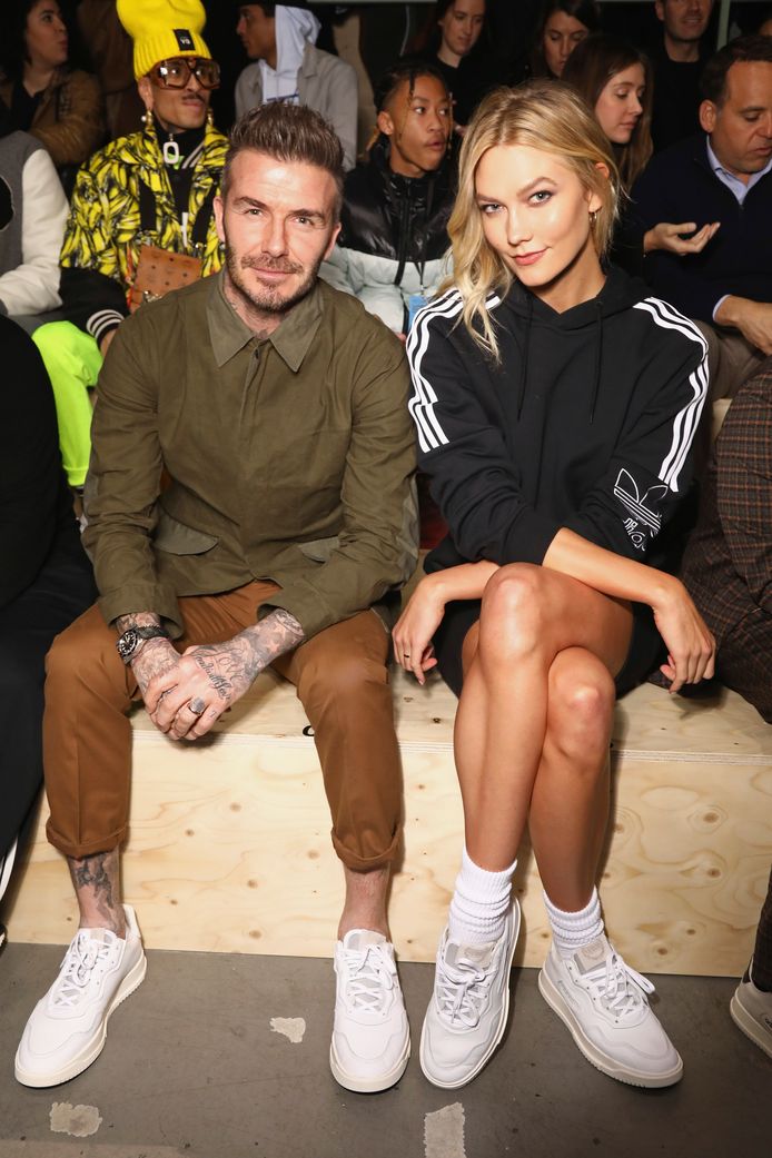 David Beckham met Karlie Kloss bij de Paris Fashion Week op 18 januari.
