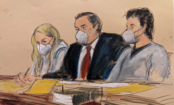 Heather Morgan en Ilya Lichtenstein in de rechtbank.