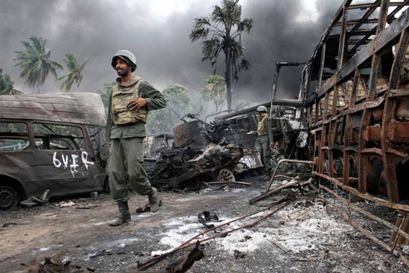 Het oorlogsgebied van de Burgeroorlog in Sri Lanka in 2009.