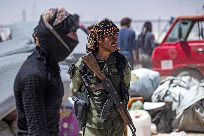 Koerdische strijdkrachten in al-Hasakah op 14 augustus 2022.