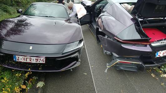 Exclusieve Ferrari van 450.000 euro zwaar gehavend na crash in Ranst