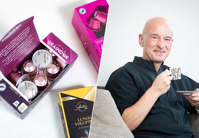RVS wandgemonteerde organizer voor het opbergen van koffiecups