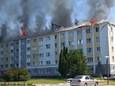 Een grote brand in Sjebekino, de grensplaats in de Russische regio Belgorod.