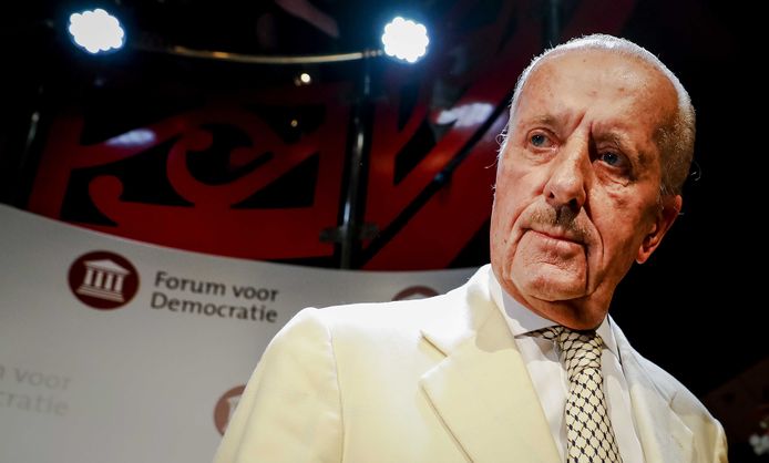 Theo Hiddema van Forum voor Democratie (FvD) tijdens de uitslagenavond van de Provinciale Statenverkiezingen.