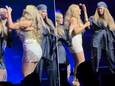 Heidi Klum en Tyra Banks verrassen Mariah Carey op podium